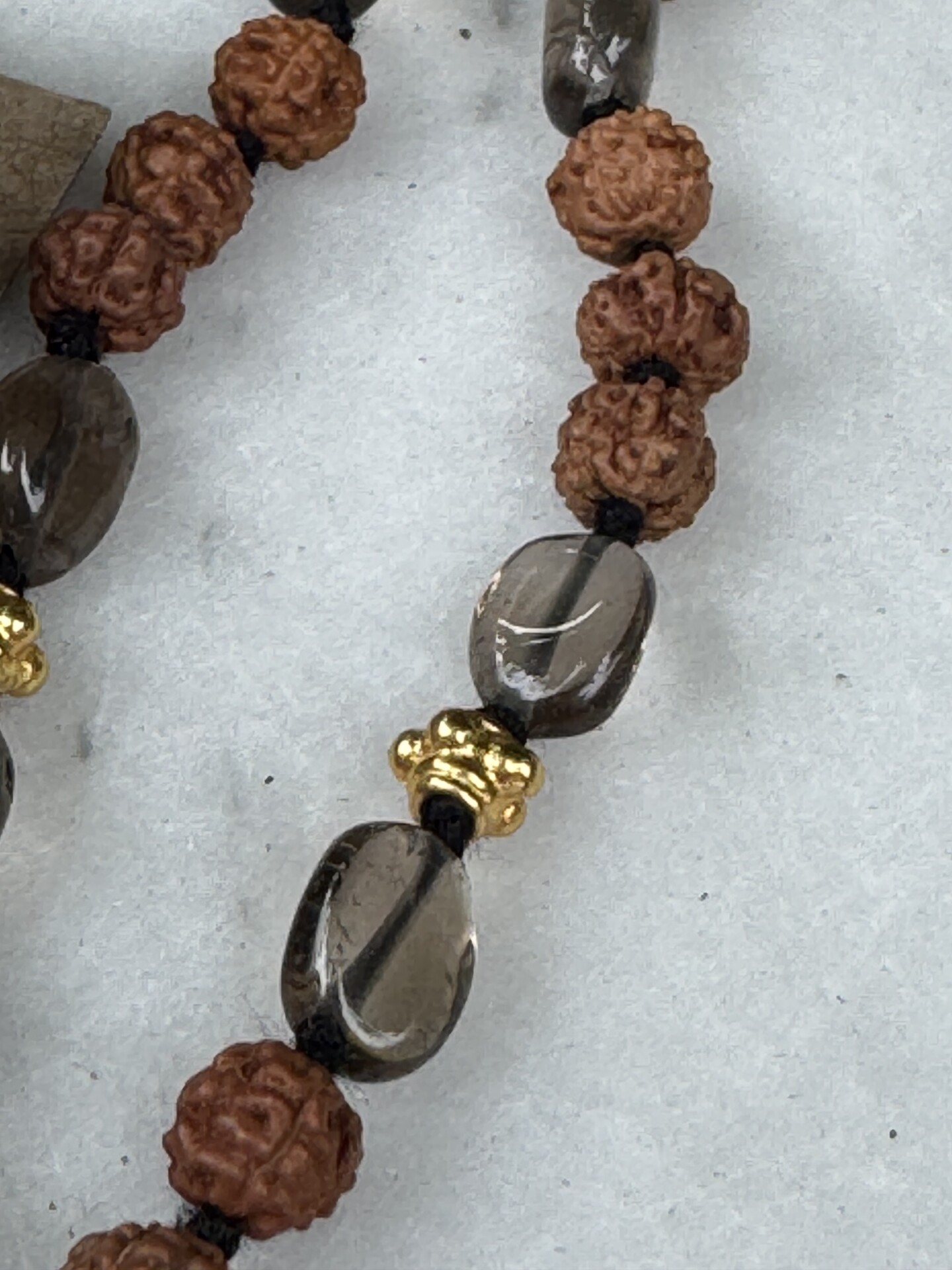 Obsidiaan en rookkwarts mala 5 obsidiaan rookkwarts mala