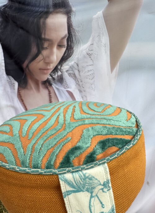 Meditatiekussen oranje turquoise